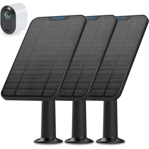 4w solar panel charging compatible with arlo pro 3/pro 4/pro 5s/ultra/ultra 2 only, with 13.1ft waterproof charging cable, ip65 weatherproof,includes secure wall mount(3-pack)(magnetic connector)