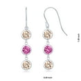 thumbnail image 2 of Gem Stone King 925 Sterling Silver Peach Morganite and Pink Created Sapphire 3 Stone French Wire Dangle Earrings for Women (2.70 Cttw, Gemstone October Birthstone, Round 5MM), 2 of 2