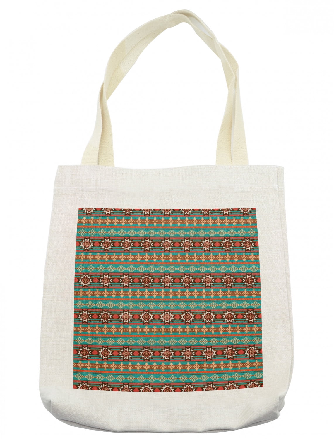Colorful Tote Bag, Floral and Geometric Cultural Motif Pattern Print ...