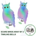 thumbnail image 4 of KANCOKIT 2 Pack Fake Owls Bird Scare Repellent Hanging Device, Reflective Deterrent with Bells to Scare Birds Away from Garden Patio Windows Orchard, 4 of 8