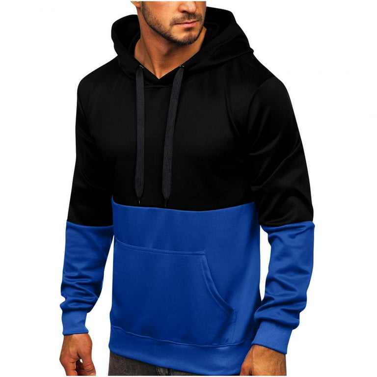 Hooded standard color block pocket slim men's sweater new arrivals