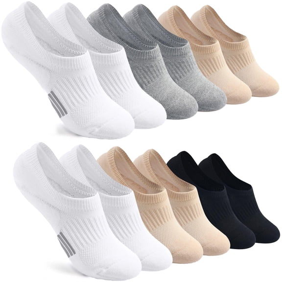 YOMYM 6 Pairs No Show Socks Womens Cushioned Low Cut Athletic Hidden Liner for Sneakers Ankle Running Socks