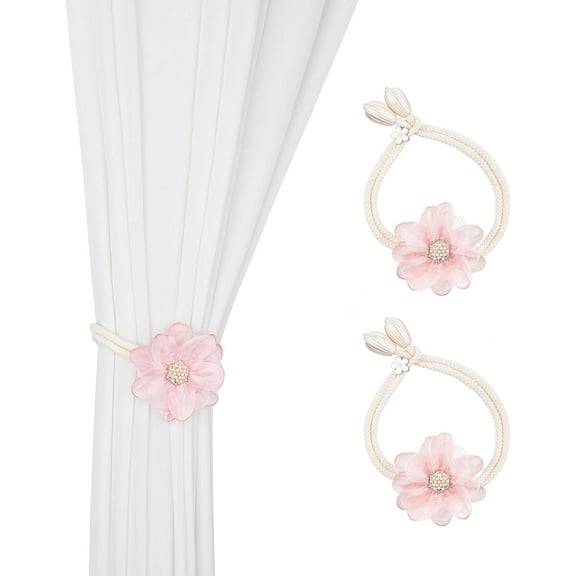 ABCISI Curtain Ties, Lotus Flower Curtain tiebacks holdbacks Holder for Curtain Decoration in Summer for Bedroom Decorations (Pink)