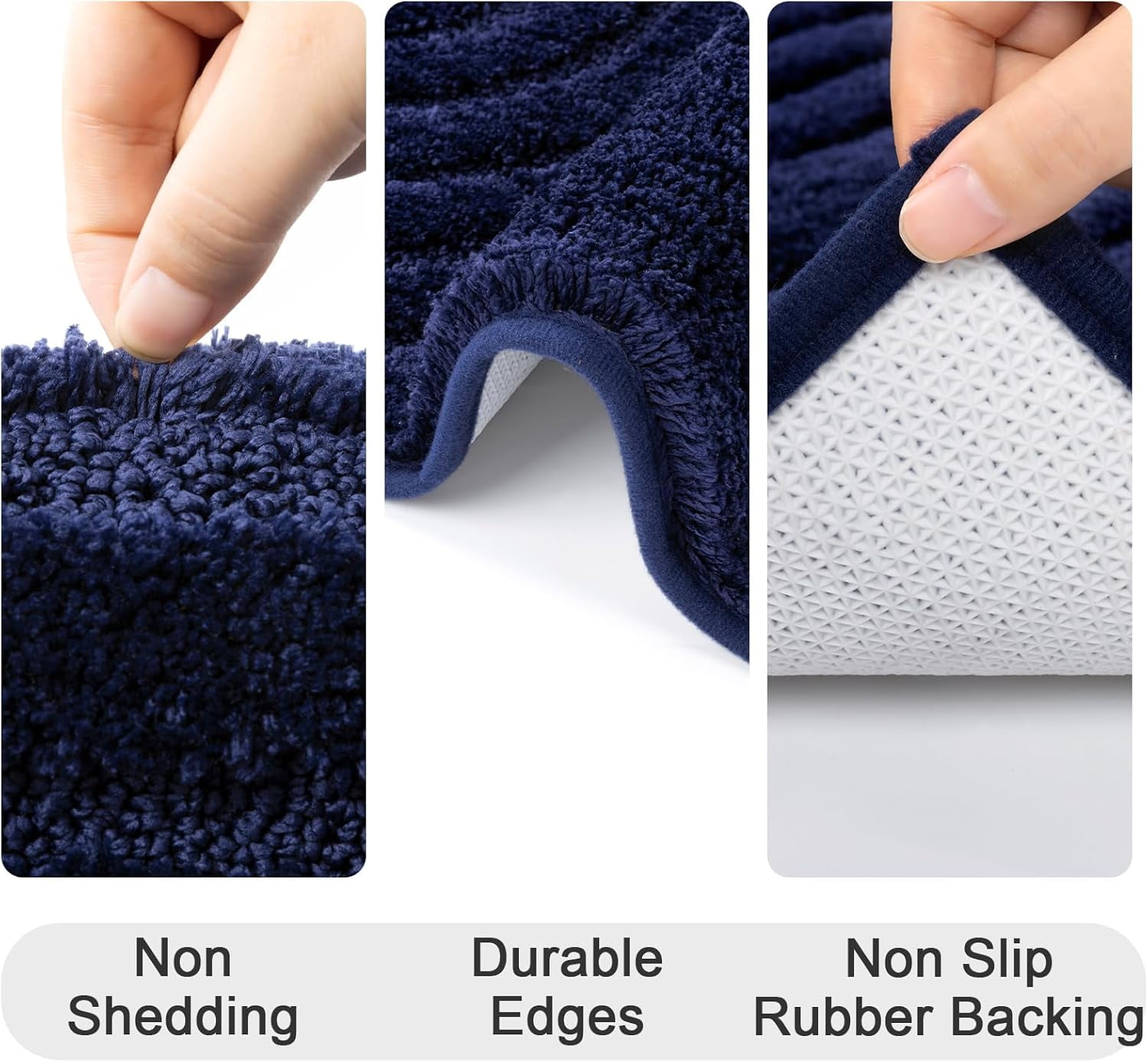 Bathroom Rugs Set 5 Piece, Plush Absorbent Bath Mats for Bathroom, Non Slip Machine Washable Bath Mat Set with Toilet Cover, Bath Runner and U-Shaped Contour Toilet Rug, Beige