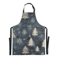 thumbnail image 2 of Kitchen Apron with 2 Pockets Adjustable waterproof Cooking Aprons for Women Men Chef Pine Tree and Snow, 2 of 7