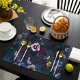 thumbnail image 4 of Pioneer Flower Floral Print Pattern Summer Placemats Table Placemats Set Of 4-Linen Kitchen Washable Placemats Table Mats 12x18 Inch Non-Slip Heat Resistant, 4 of 5
