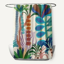 Simply Daisy 70" W x 73" H Tropical Jungle Floral Print Polyester Shower Curtain, Grey