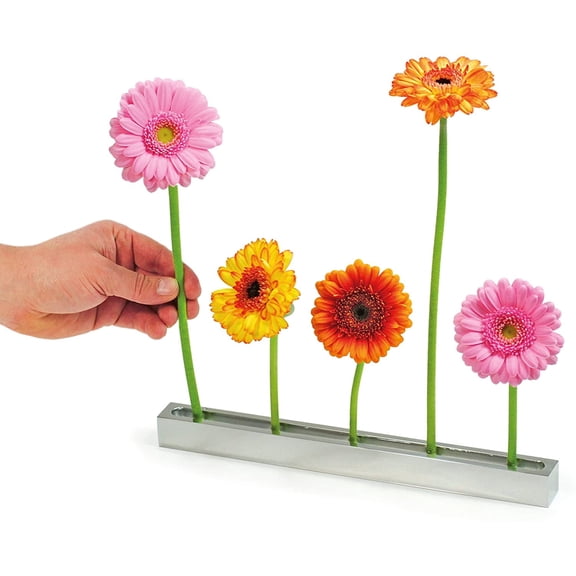 XXD Boulevard Blumenallee Polished Aluminum Flower Vase – Modern Floating Stem Design, 11.6"