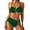 Dark Green, variant on Swimming Suits for Women 2 Piece Bathing Suits for Women Solid Color Two Piece Swimwear with Metallic Buckle Tankini Top and High Waist Bottom