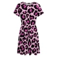 thumbnail image 4 of Leopard Light Purple Background Sundress Short Sleeve Dress Summer Women Clothes Dress for Women Dresses, 4 of 7