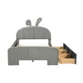 thumbnail image 2 of Miekor Full Size Velvet Platform Bed with Rabbit-Shaped Headboard, with Drawers, with Bed-End Storage Pocket, Gray BC2A3391, 2 of 9