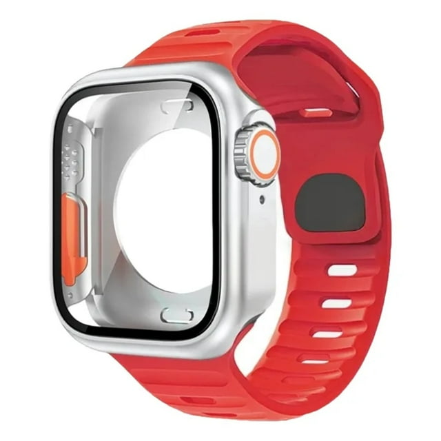 Correa de Silicona Deportiva con Case 360 de Vidrio Templado para Apple Watch