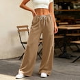 thumbnail image 4 of YHAJDS Women Straight Wide Leg Joggers Comfort Loose Fit Elastic Waist Solid Color Outdoor Casual Bottoms With Side Pockets, 4 of 8