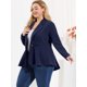 thumbnail image 2 of Blazer de talgrande pamujer con solacon muescas, dobladillo con volantes y péplum, paNavidad Azul marino 5X, 2 of 6