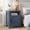 Rustic Blue and Brown, variant on Farmhouse Nightstand with Barn Door, Bedside Table with Storage, Side End Table, Misty Gray