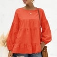 thumbnail image 3 of Mujeres de manga larga Top otoño mujer cuello redondo linterna mangas largas sueltas Casual Color puro Top, 3 of 6