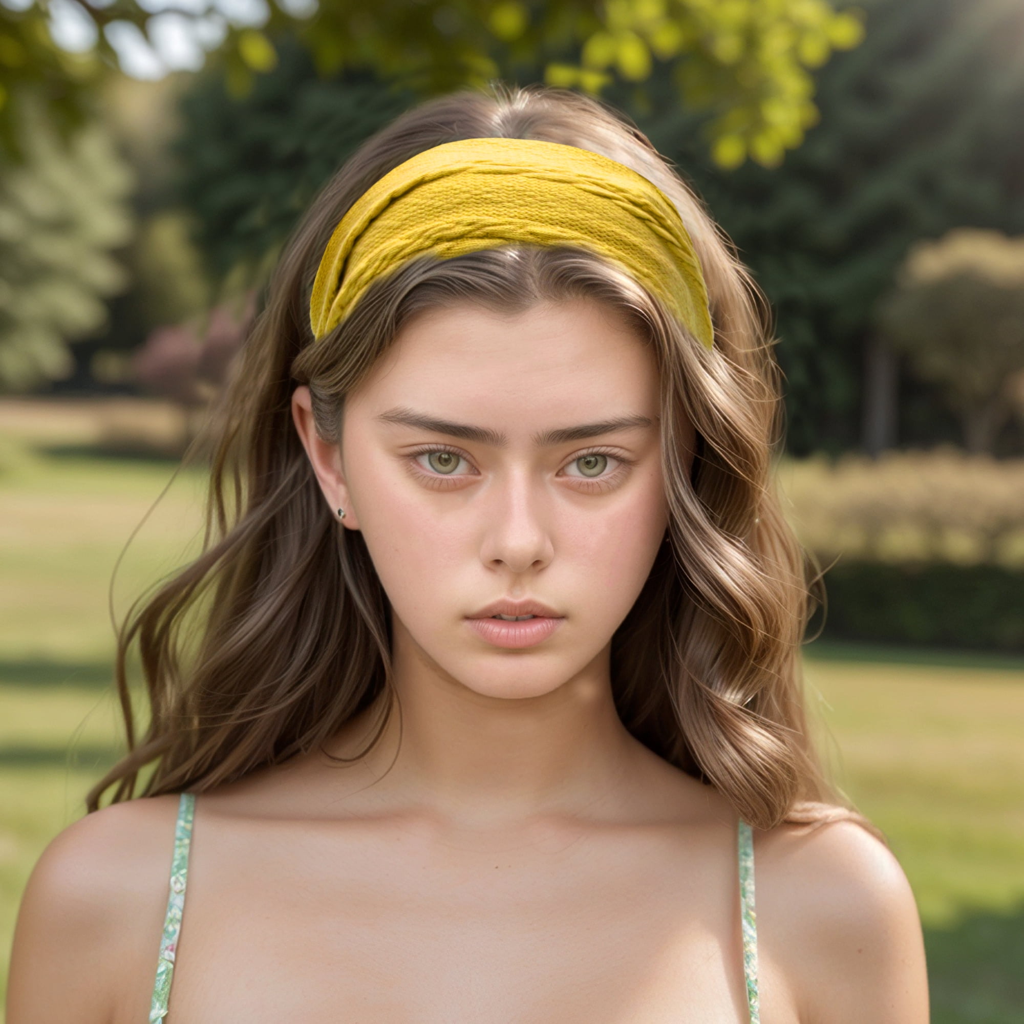 Unique Bargains Knitted Wide Headband  1 Pc Yellow