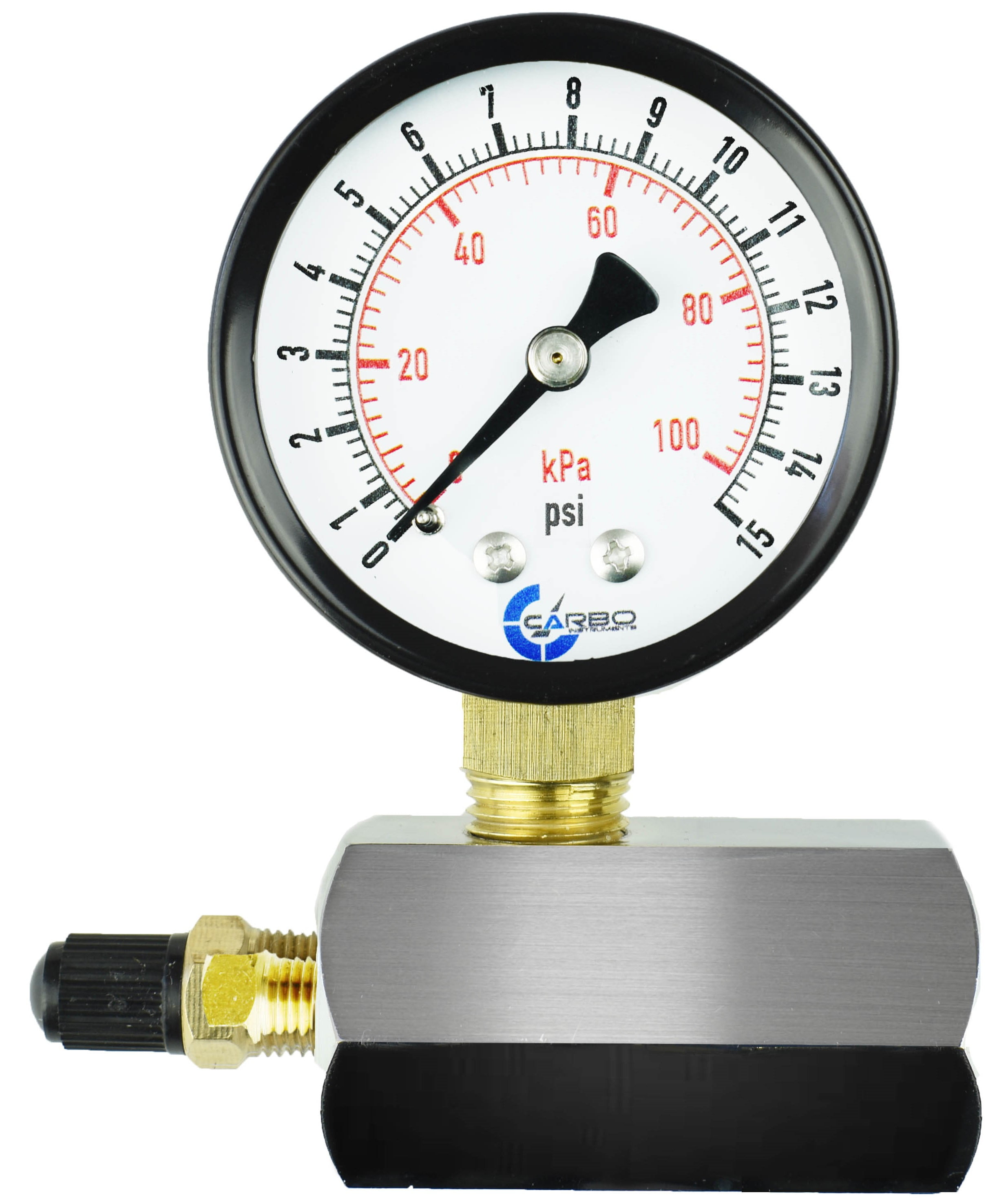 Gas Test Pressure Gauge 15 Pound 15 PSI 100 kPa 3/4” FNPT Connection Assymbly 