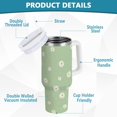 thumbnail image 4 of 40 oz Tumbler With Handle Stainless Steel Insulated Tumbler With Lid for Car Cup Holder Small White Daisy Pattern, 4 of 9