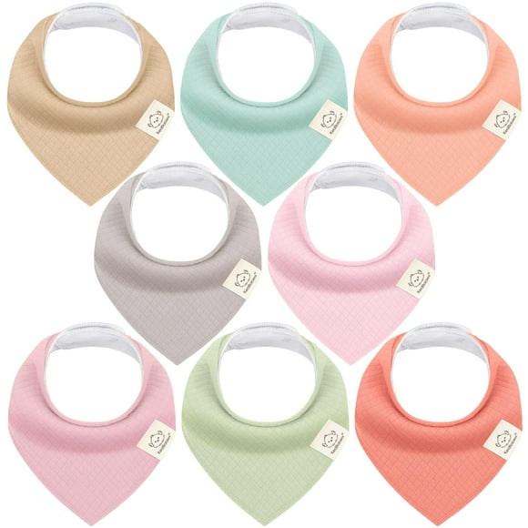 Baberos tipo bandana de algodón orgánico KeaBabies para bebés, paquete de 8