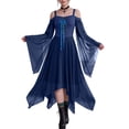 thumbnail image 2 of Women Witch Dress Halloween Dress Woman 2026 Renaissance Medieval Butterfly Sleeve Mesh Gothic Outfit Navy L, 2 of 7