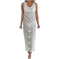 thumbnail image 6 of Besolor Womens Crochet Maxi Dress Sleeveless Flower Knit Hollow out Long Dresses Beach Bathing Suit Cover up Swimwear, 6 of 9