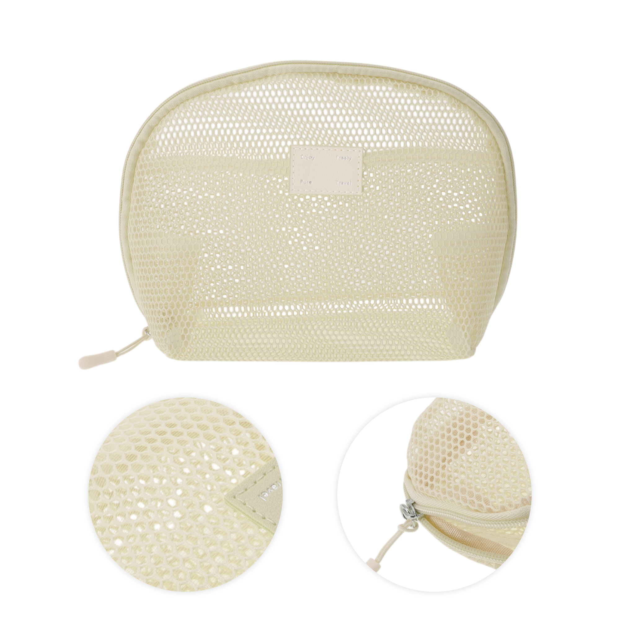 Unique Bargains 1 Pc Mesh Hand-held Sundries Makeup Bag White 9.84in