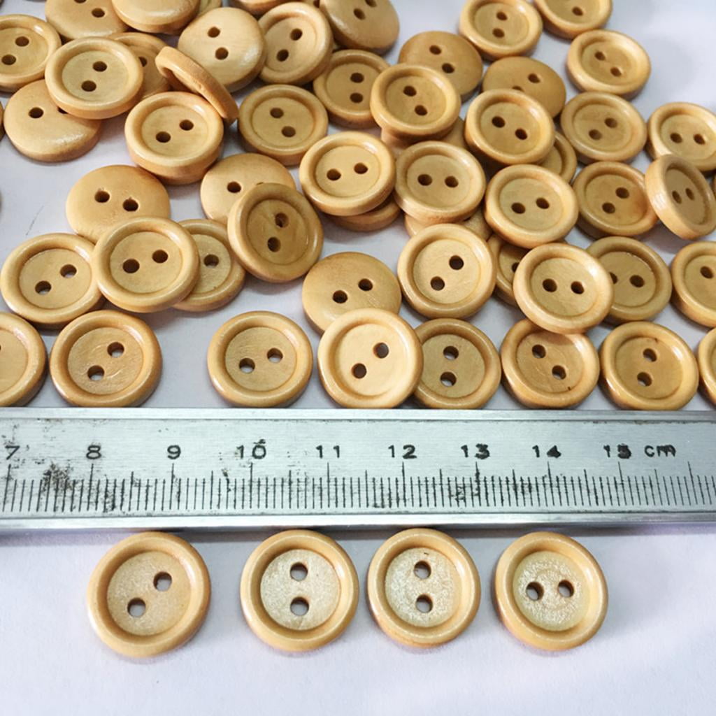 Abbraccia 5x100Pcs Vintage 2 Holes Wood Buttons for Sewing Scrapbooking Dark Brown 15mm 5 Pcs