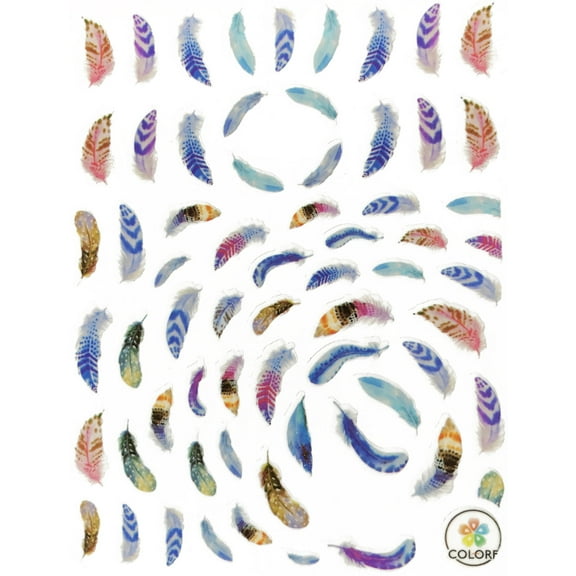 Boho Free Spirit Sheet of feathers for your nails, Nail Stickers, Nail decals Nail Art