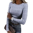 thumbnail image 2 of Womens Ribbed Knit Long Sleeve Camo Shirts Plus Size Crew Neck Knitted Jumper Tops, 2 of 3