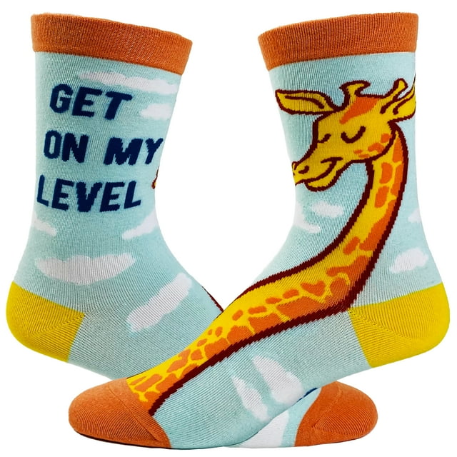 Chaussettes pour Femmes Get On My Level Amusantes Hautes Girafe Nouveauté Graphique Chaussures