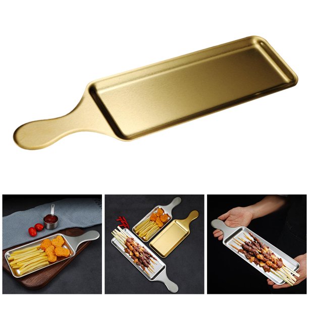 Plato Rectangular Macarena Bandeja para Servir Comida Dorado 429x115cm