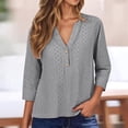 thumbnail image 2 of CONROSES Mothers Day Gift Women's 3/4 Sleeve T-Shirts V Neck Jacquard Loose Fit Summer Tee Blouses for Lady, 2 of 5