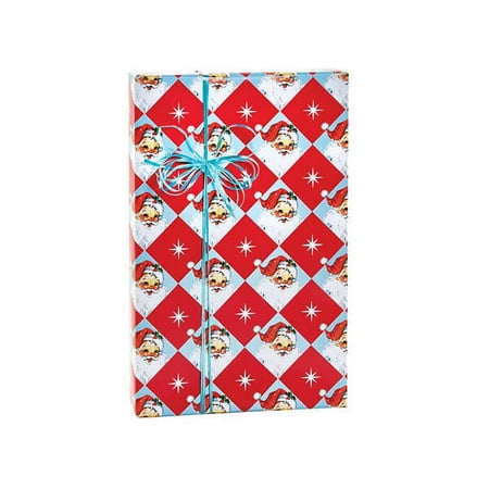 Pack of 1, Vintage Santa Gift Wrap, 24"x417' Counter Roll for Celebration, Party, Holiday, Birthday and Events, Made in USA