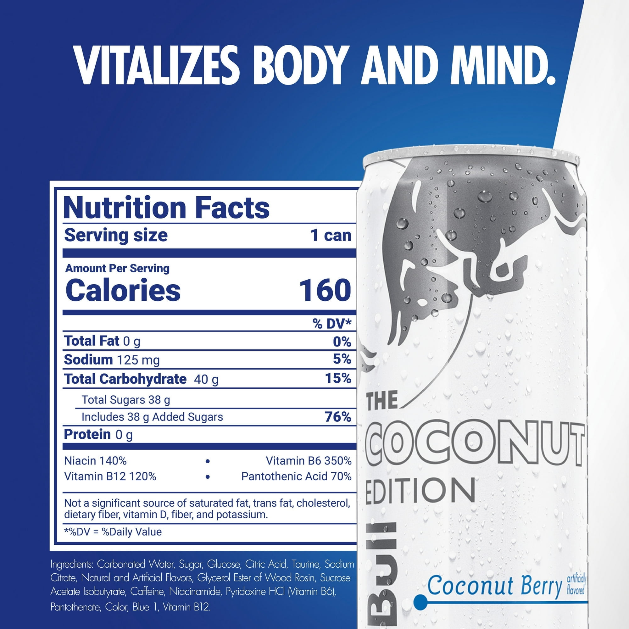 Red Bull Coconut Edition Energy Drink, Coconut Berry, 114mg Caffeine, 12 fl oz Can (Packs of 4)