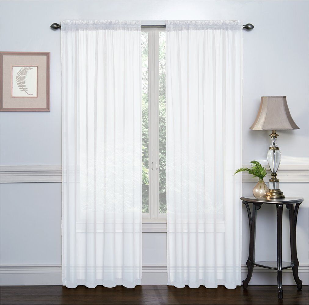 GoodGram 2 Pack Basic Rod Pocket Sheer Voile Window Curtain Panels in