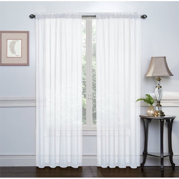GoodGram 2 Pack: Basic Rod Pocket Sheer Voile Window Curtain Panels in White (84 in. Long)