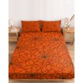 thumbnail image 2 of Queen Size Fitted Sheet Set - Orange Halloween 3 Piece Bedding Sets 16" Deep Pocket Fitted Sheet with 2 Pillowcases, Black Spiders Net Classic Gingham Brushed Microfiber Hotel Luxury Bed Sheets, 2 of 9