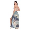 thumbnail image 3 of FORMRS Womens Beach Sarong Semi-Sheer Bikini Wrap Skirt Swimsuit Cover-ups, Beige Floating Whale, 3 of 7
