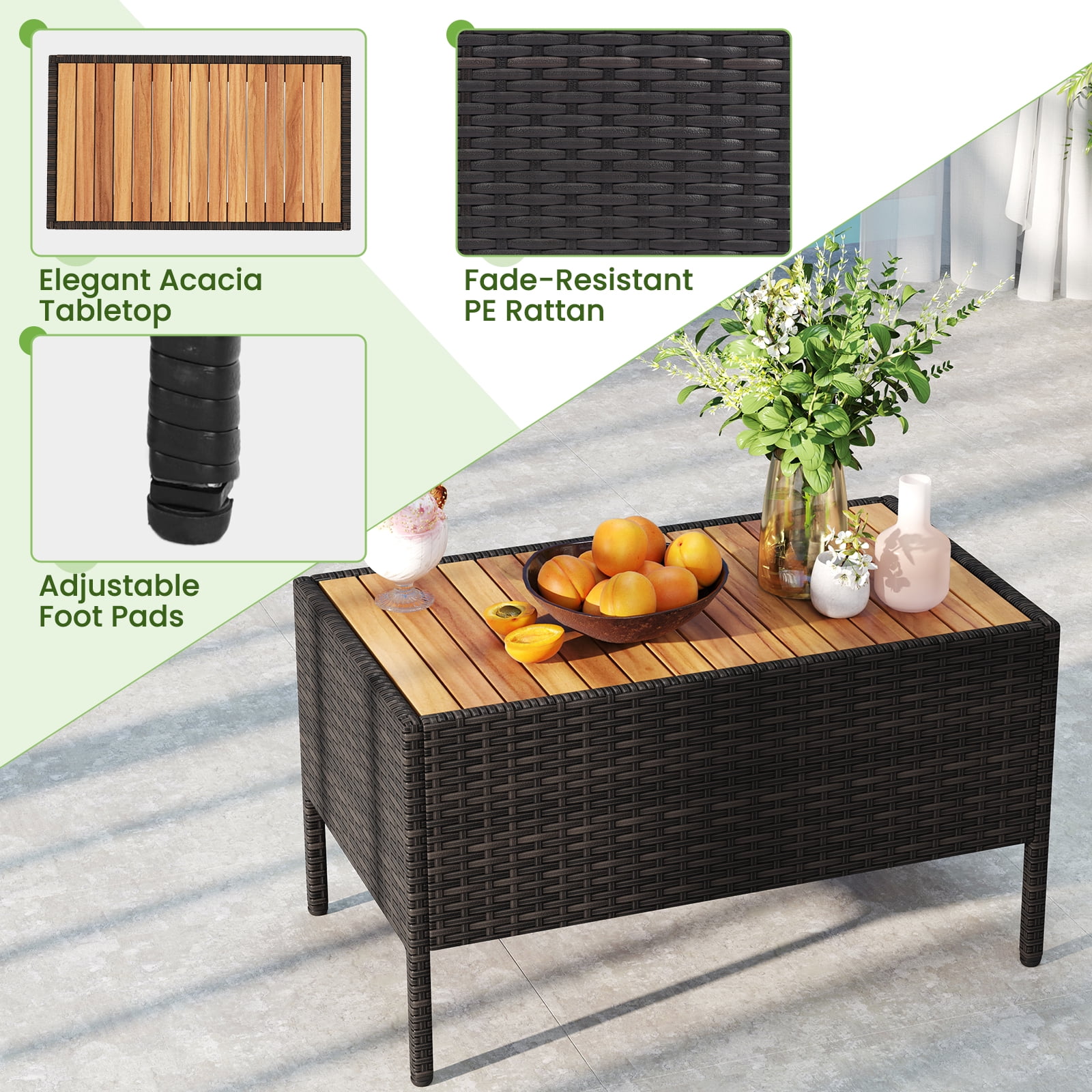 Gymax 8 Piece Outdoor Patio Rattan Furniture Set Rattan Conversation Set w/ Chairs & Loveseat