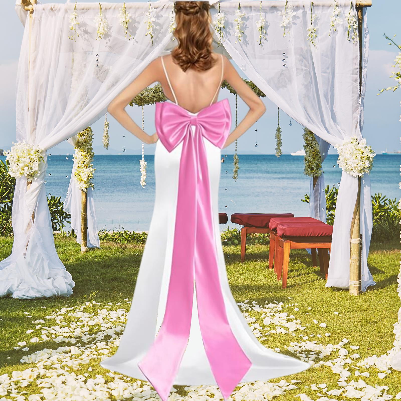 Satin Bow Train Removable Detachable Large Elegant Fabric Statement Accessory for Women Bridal Events
