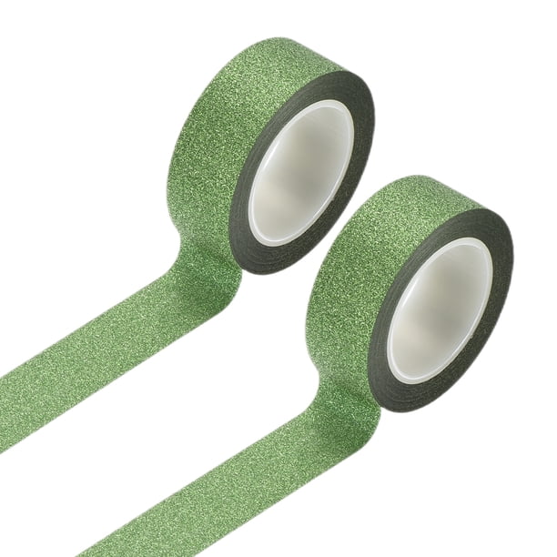 Uxcell 2 Rollos de Cinta Washi Brillante 0.6 Pulgadas x 11 Yardas Cinta Decorativa, Verde