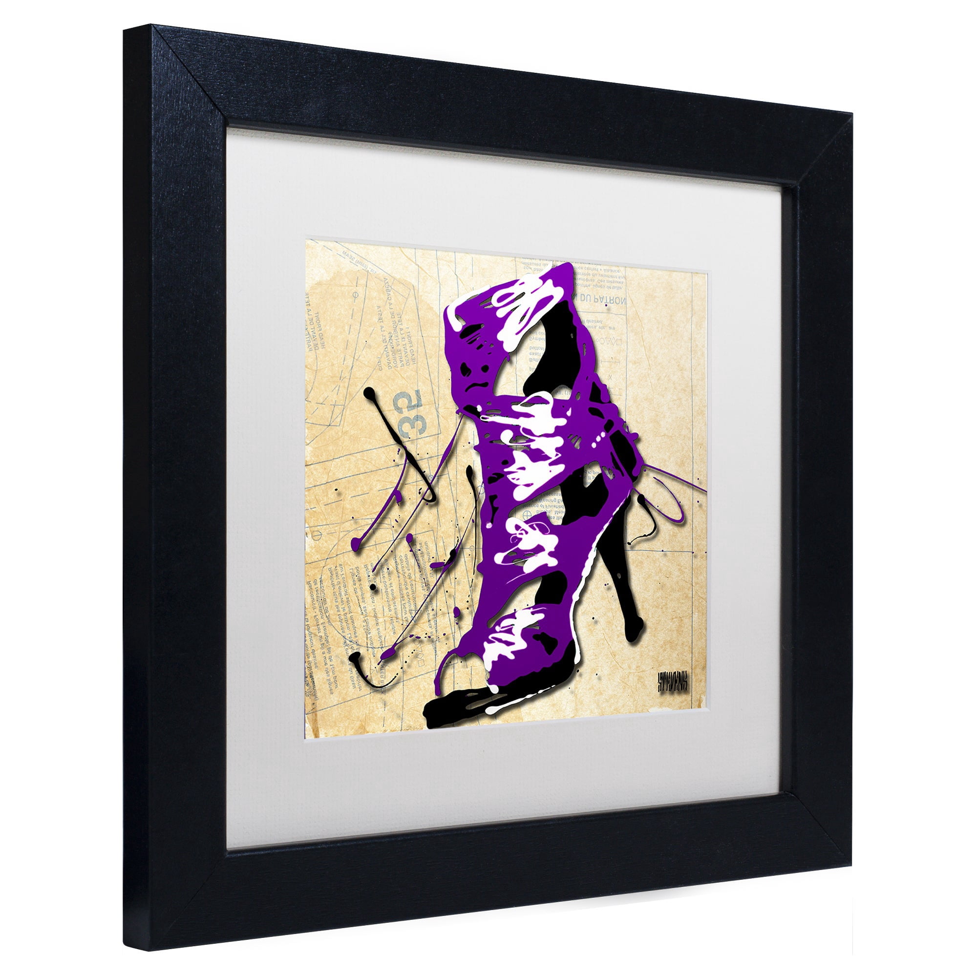 Trademark Fine Art "Purple Strap Boot" Canvas Art by Roderick Stevens, White Matte, Black Frame