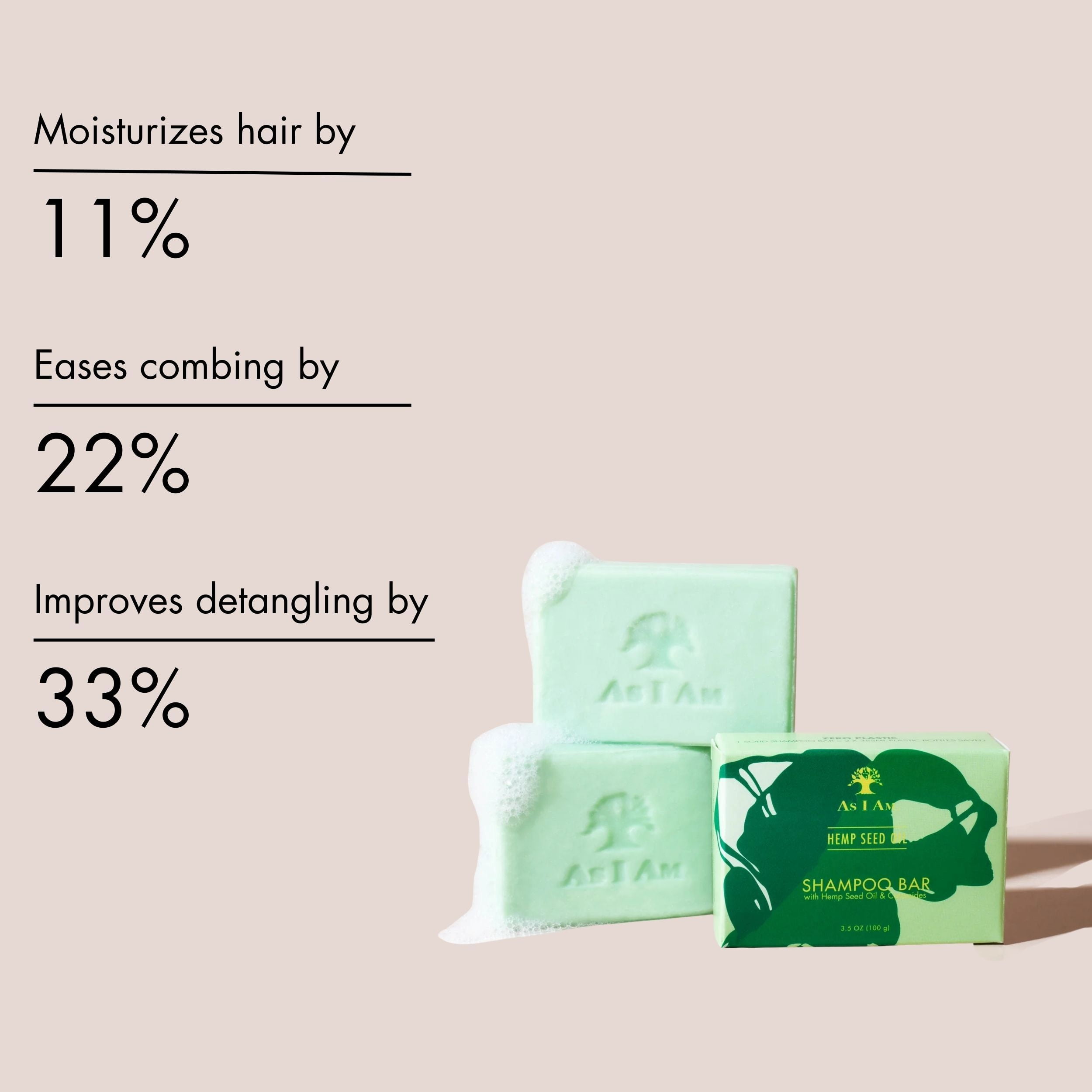 As I Am Hemp Seed Oil Shampoo Bar – Gentle Cleansing for Dry Hair & Scalp – 3.5 oz (Ceramides, Calendula & Betaine)