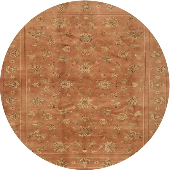 Ahgly Company Indoor Round Traditional Orange Red Persian Area Rugs, 4' Round