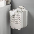 thumbnail image 4 of Large Foldable Laundry Basket, Wall Mounted Dirty Clothes Hamper, Space Saving Storage Bin for Bathroom, White M, 4 of 6