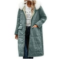 thumbnail image 5 of Dazajoo Long Womens Winter Coat Fleece Lined Sherpa Quilted Puffer Jackets with Hood Zip Up Thicken Warm Coats,Mint Green,S, 5 of 10