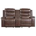 thumbnail image 3 of Pemberly Row Traditional Microfiber Double Glider Reclining Loveseat in Brown, 3 of 9