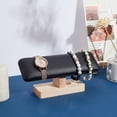 thumbnail image 4 of Expositor de relojes de madera con barra en T, organizador de joyas de cuero sintético, para pulseras, tobilleras y colgantes extraíbles., 4 of 8
