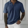 thumbnail image 2 of RongHuan Mens Casual T-Shirts Short Sleeve Textured Knit V Neck Shirt Casual Golf Shirts Stylish Solid Color Tops, 2 of 6